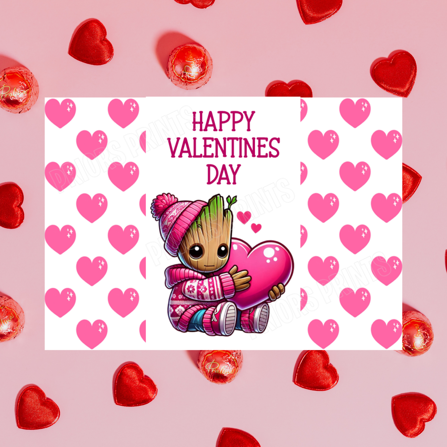 Character with Pink Heart Valentines Day Chocolate Bar Wrapper I Spiderman I Groot I Stitch I Mario I Pikachu I Iron Man I Deadpool I Sonic