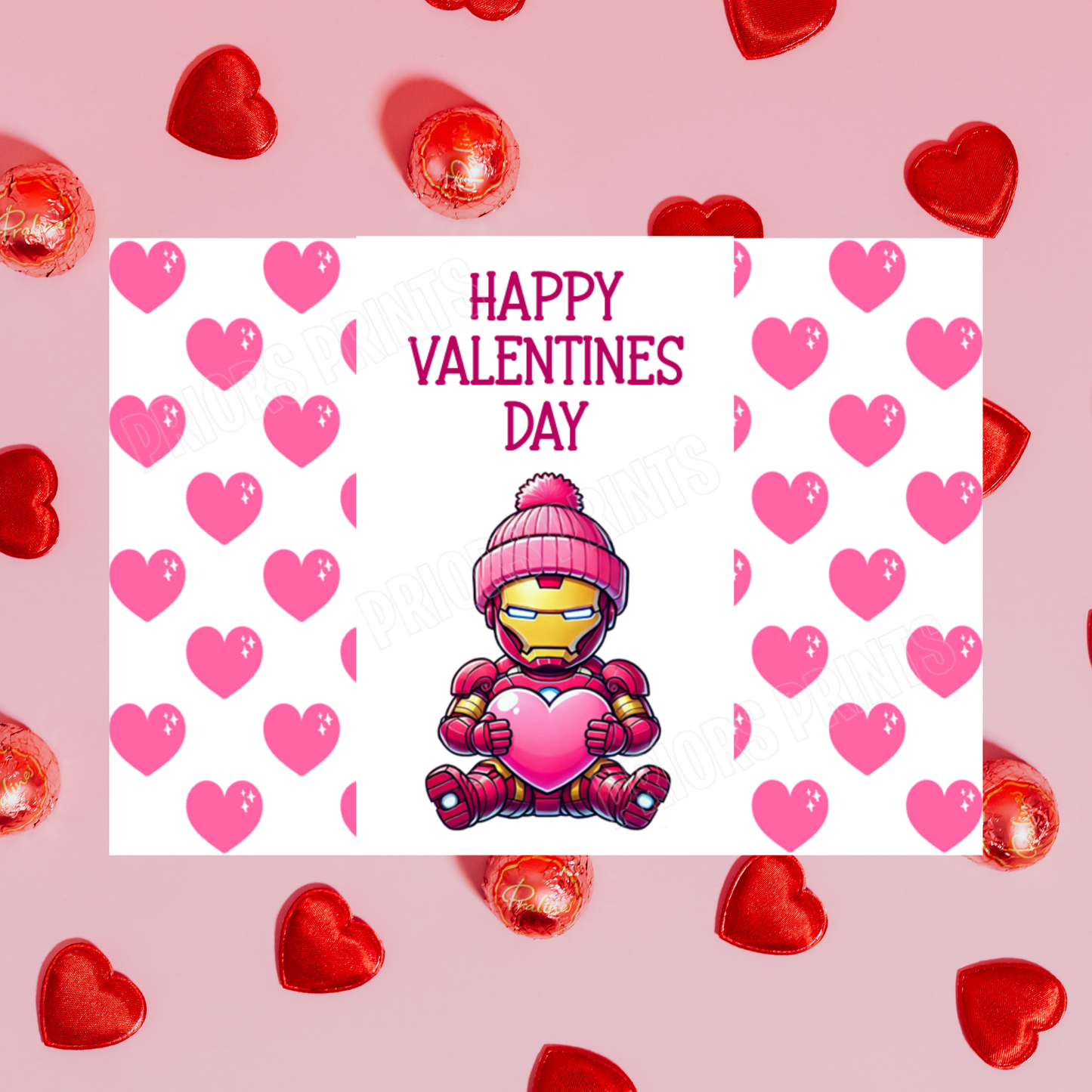 Character with Pink Heart Valentines Day Chocolate Bar Wrapper I Spiderman I Groot I Stitch I Mario I Pikachu I Iron Man I Deadpool I Sonic