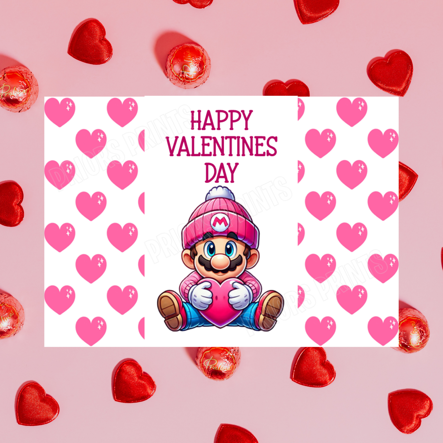 Character with Pink Heart Valentines Day Chocolate Bar Wrapper I Spiderman I Groot I Stitch I Mario I Pikachu I Iron Man I Deadpool I Sonic