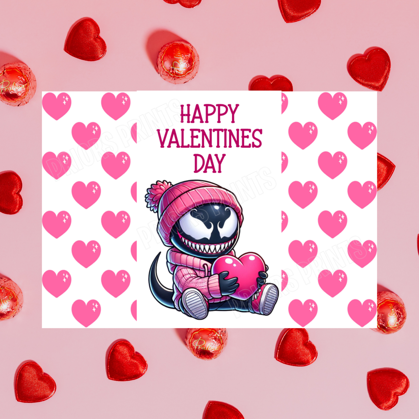 Character with Pink Heart Valentines Day Chocolate Bar Wrapper I Spiderman I Groot I Stitch I Mario I Pikachu I Iron Man I Deadpool I Sonic